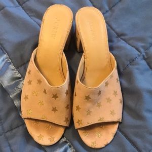 J Crew 8.5 pink gold stars mules